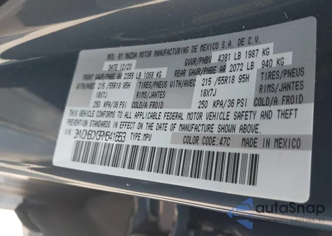 2024 Mazda Cx-30 2.5 S Carbon Edition from USA, damaged, VIN 3MVDMBCM3RM641653